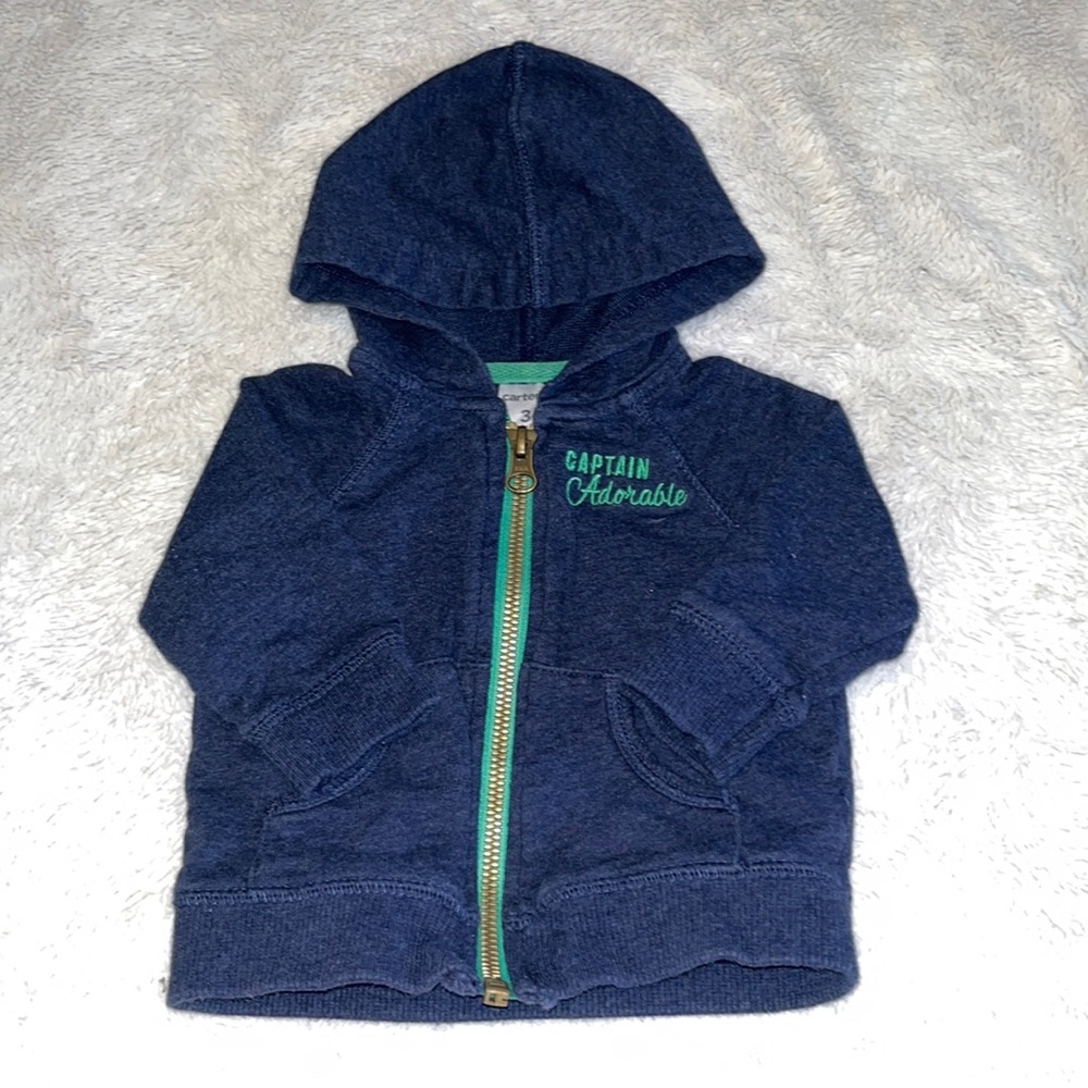 (3 for $10) carters 3 month hoodie baby boy clothing captain adorable